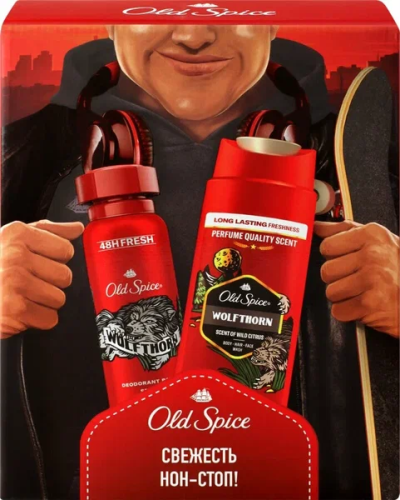 OLD SPICE набор подарочный: дезодорант аэроз. 150мл, гель д/душа wolfthorn 250мл